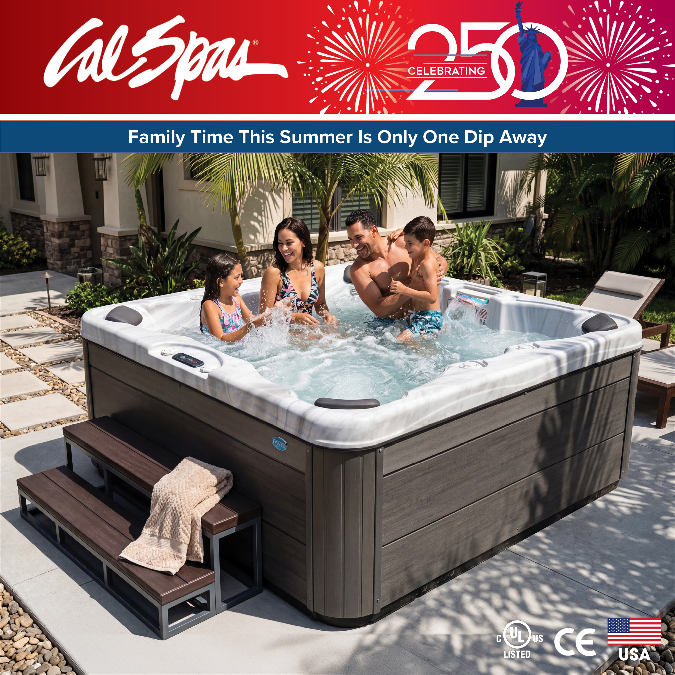 Calspas hot tub being used in a family setting - Schenectady